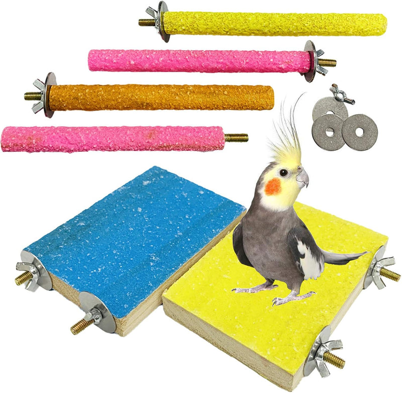 6 PCS Bird Perch Stand Toy Wood Parrot Paw Grinding Stick Perch Stand - Style A