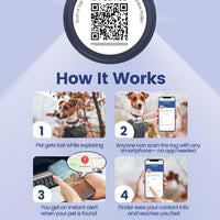 QR & NFC Pet ID Tag, Silent Silicone Dog Name Tag - Blue - image 4