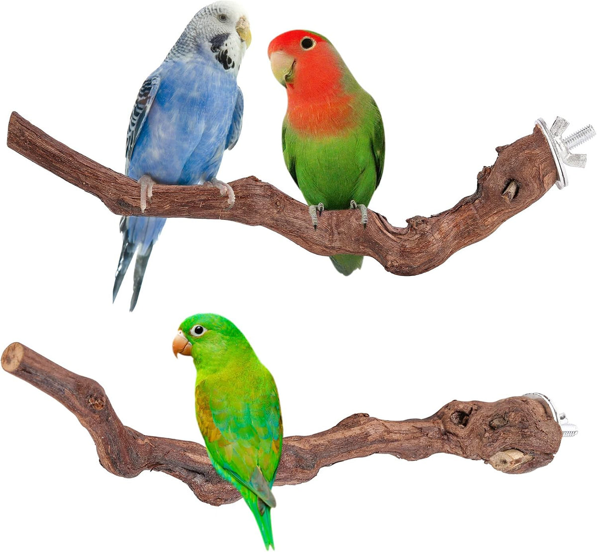 Bird Perch Stand Toy Natural Wood Bird Cage Branch Perch 10 Inch – Essentials for Birds - 2 Packs Sticks
