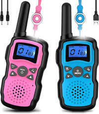 Wishouse Walkie Talkies for Kids Rechargeable with USB Charger - Pink Blue