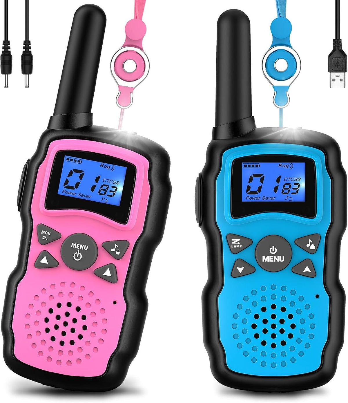 Wishouse Walkie Talkies for Kids Rechargeable with USB Charger - Pink Blue