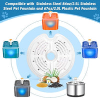 Cat Water Fountain Filters for 84oz/2.5L Stainless Steel Pet Fountain and 67oz/2.0L Plastic Cat Drinking Fountain, 8 Pack Pet Replacement Filters Set