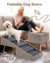 17" H Split Ottoman Dog Ramp for Couch - 17.13" H-Hemp Green - image 2