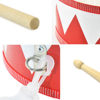 Kids Drum Set 8-Inch Wooden Drum Toys with an Adjustable Strap and 2 - 8-inch Red - image 3