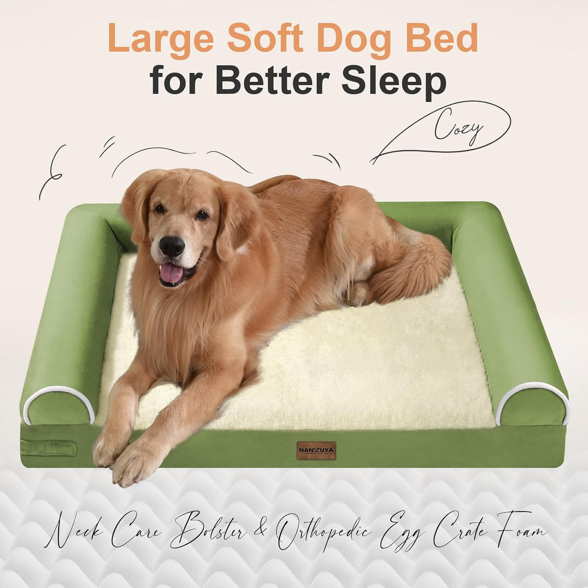 Orthopedic Dog Bed for Large Dogs - Grass Green / 53.0"L x 42.0"W x 6.5"Th - image 2