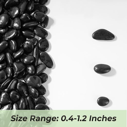 SIDONG 10 LB Black River Rocks, 0.4-1.2 Inches Highly Polished Pebbles for Indoor Plants, Decorative Stones for Plants, Fish Tank, Vases, Home Décor, Crafting, Garden Landscaping
