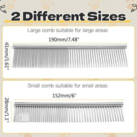 Biaungdo 2 Pcs Dog Grooming Combs Set, Metal Dog Comb for Removing Tangles and Knot, Cat Brush Grooming Tool for Long Haired Pets