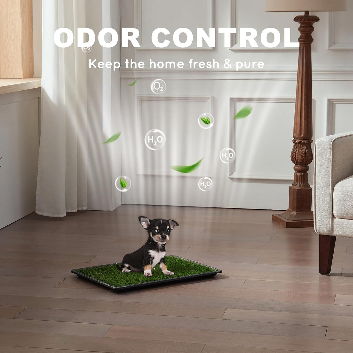 HQ4US Dog Grass Pad with Tray Odor Control Grass Pee Pad for Dog - S(No Grate) - 23" x 16" for Dog＜19'' Length - image 2