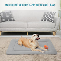 Magic Dog Soft Large Bed Crate Pad Mat, 42 Inches Machine Washable Pet Bed With Non-Slip Bottom, Gray