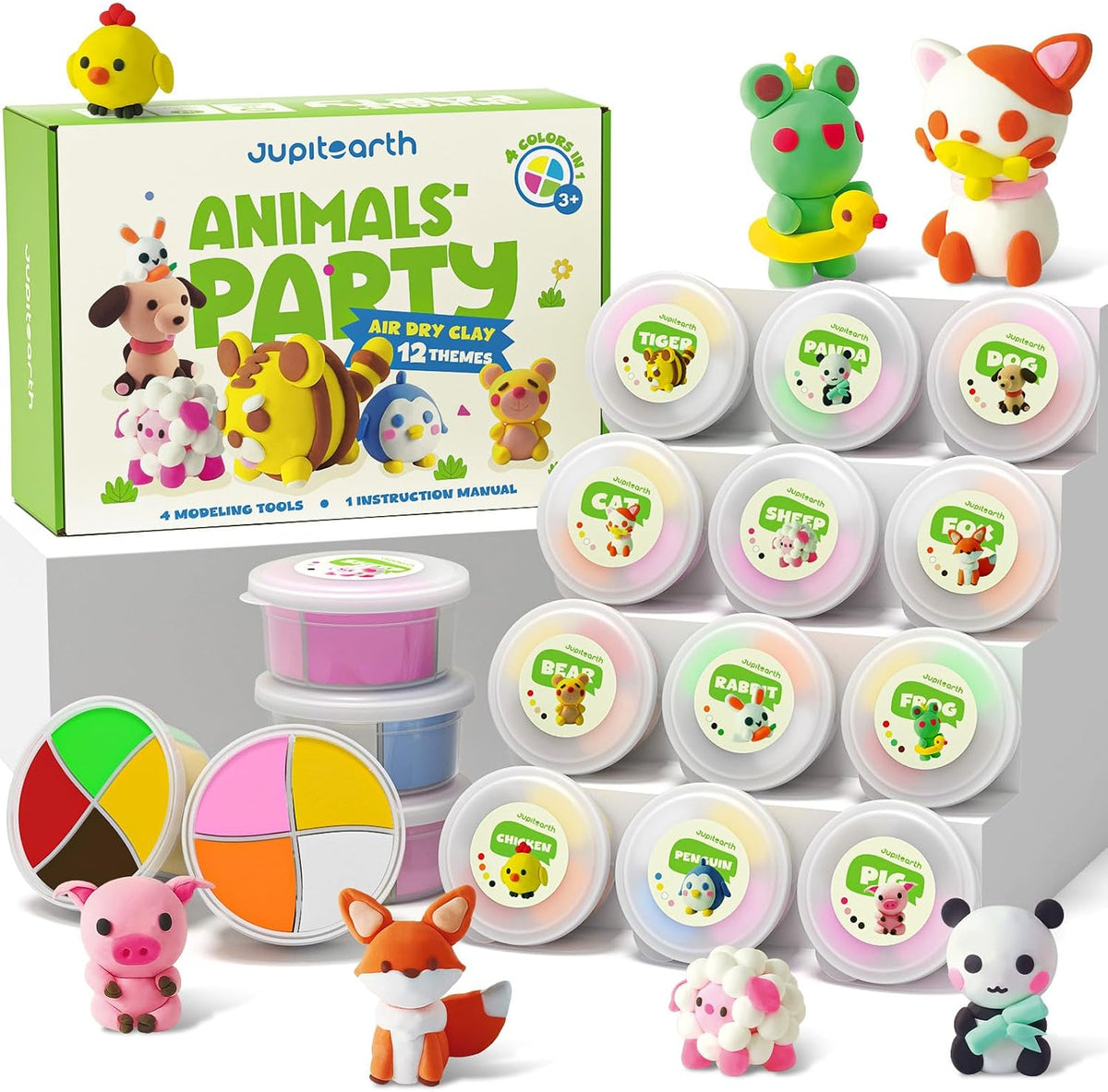 JUPITEARTH air dry clay kit for kids with 12 animal models - view 2
