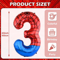 40 Inch Vibrant Spider-Themed Number Foil Balloons - Red+blue / 3 - image 3