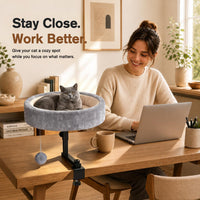 Round metal cat desk bed with 360 degree rotation and adjustable height - view 3