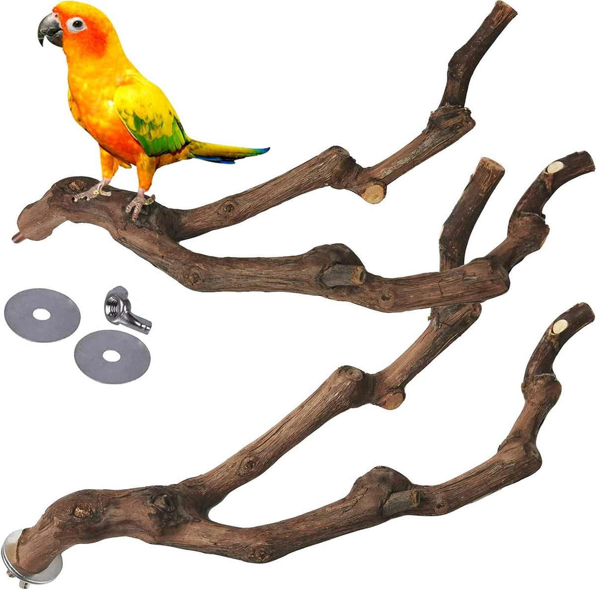 Natural Parrot Perch Bird Stand Pole Wild Grape Stick Paw Grinding - Wild Grape Stick 2 Pcs