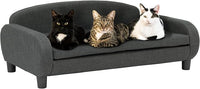 Paws & Purrs Multi-Cat Sofa Bed – 41.5″ Wide Elevated Pet Couch with 3″ Foam Mattress, Removable Machine-Washable Cover – Stylish Indoor Pet Furniture for Two or More Cats and Dogs, Gray