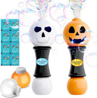SpringFlower 2-pack LED bubble wands with pumpkin faces and Halloween stickers