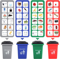 Y.L. DOYMX green garbage truck toy playset with four trucks, sorting bins, cards and play mat - view 3