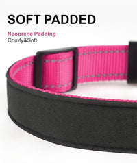 TagME Airtag Dog Collar,Waterproof Reflective Pet Collar with Airtag Holder,Soft Padded and Double D-Rings for Large Dogs,Hot Pink
