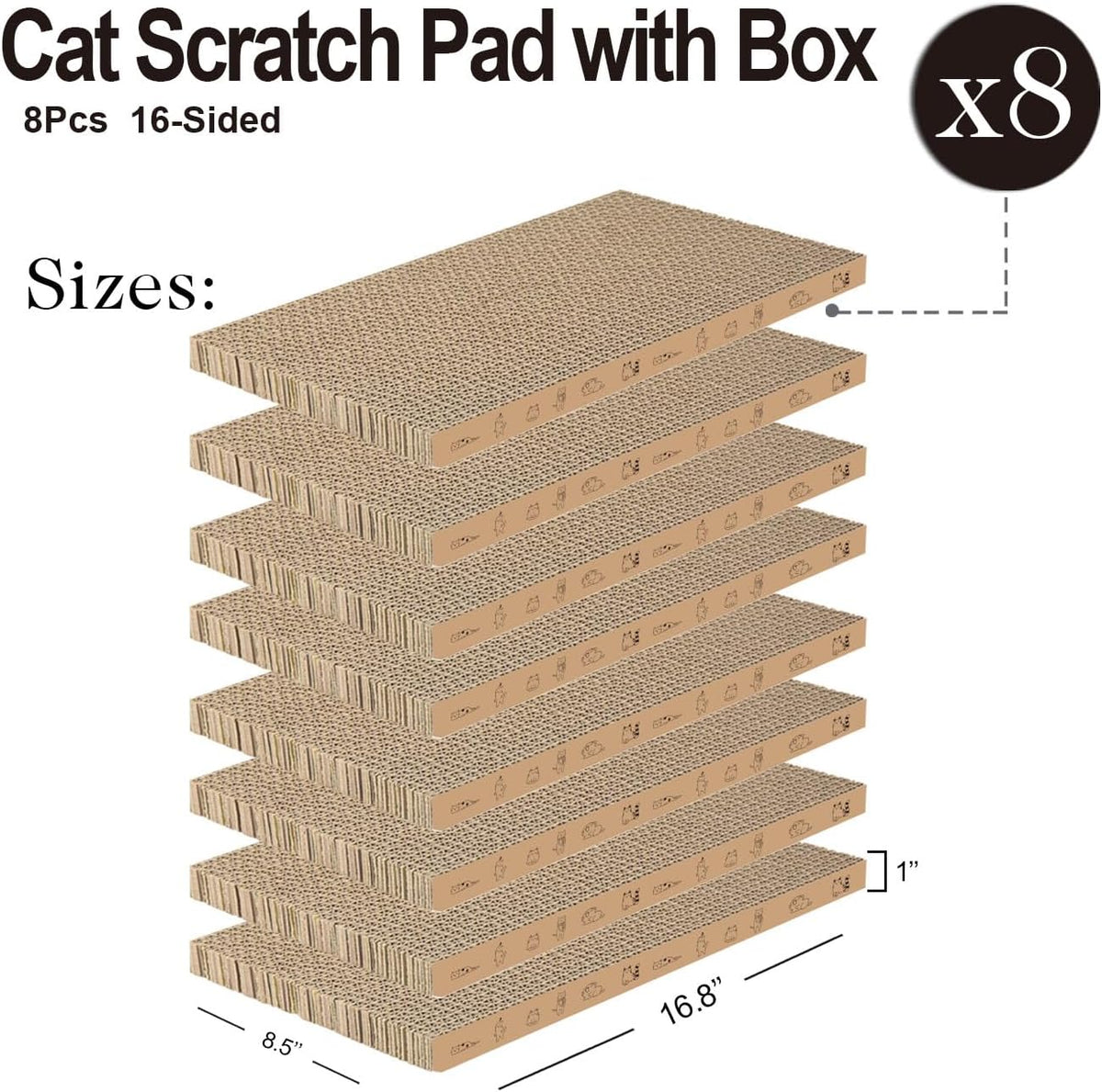 4 Packs in 1 Cat Scratch Pad with Box, Cat Scratcher Cardboard - 8 PCS - image 3