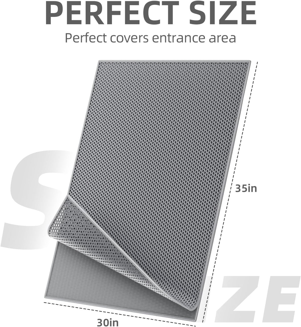 ESTHELLO Cat Litter Mat Honeycomb Double Layer Design 24’’ x 15’’ Gray – Daily Care for Cats - Gray / 36x30 Inch - image 2
