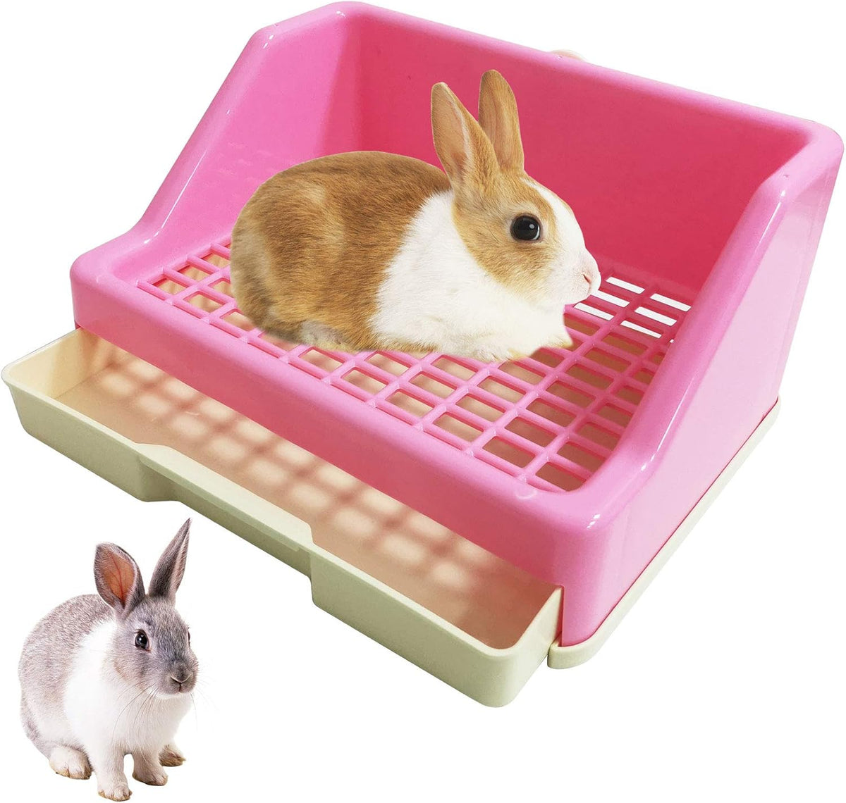 kathson Rabbit Litter Box Trainer Small Animal Potty Corner Toilet - Pink