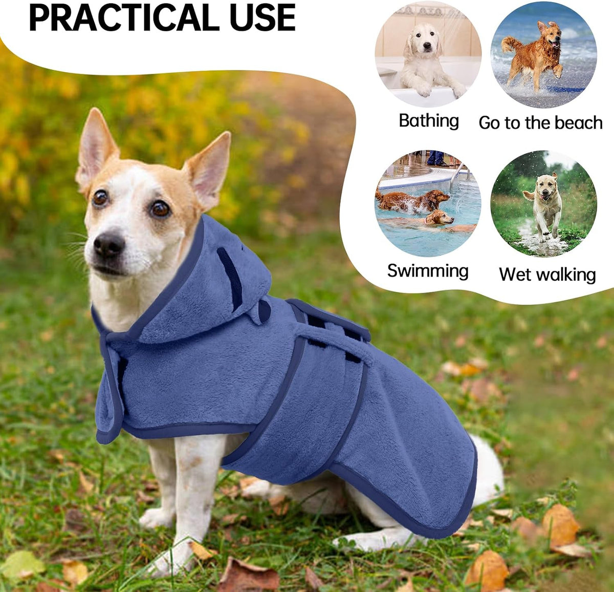 Dog Bathrobe, Fast Drying Coat - Extra Large / Blue - image 2