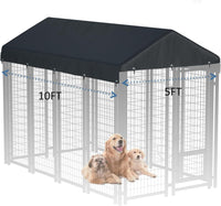 5x10 FT Dog Kennel Cover 900D Waterproof UV Outdoor Roof Replacement - Black / 10'L x 5'W - image 2