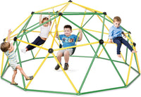 Costzon 8 ft climbing dome with slide for kids in green and yellow