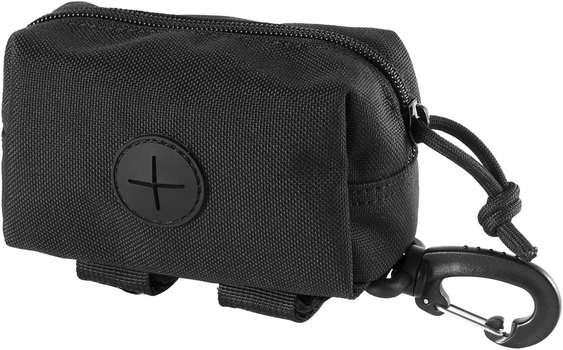 OneTigris Doggy Poop Bag Holder Zipper Dog Waste Bag Pouch Leash - Black