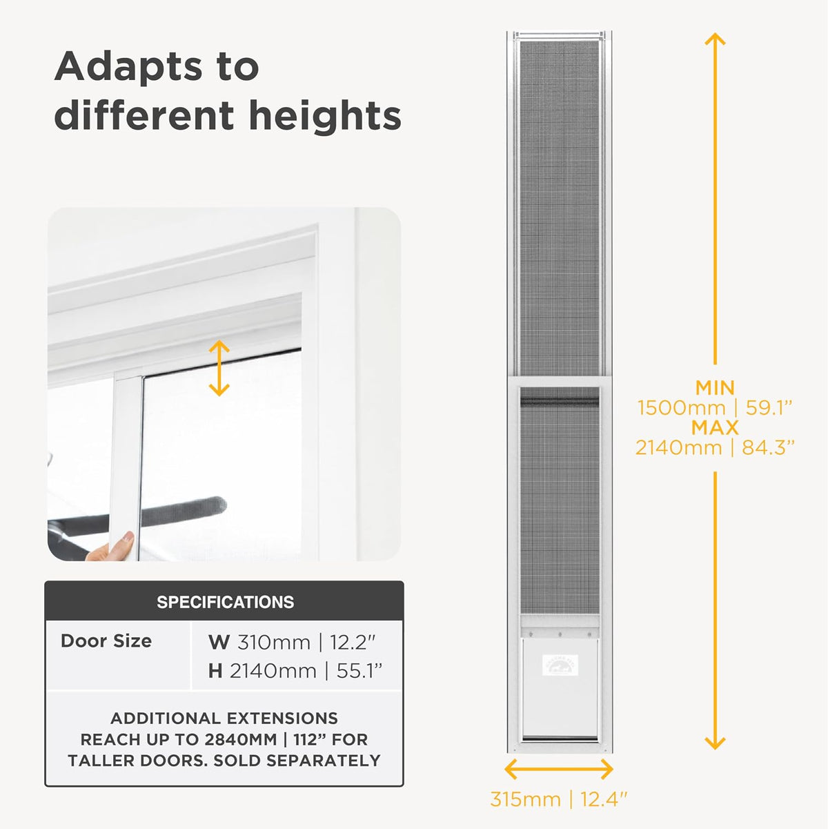 Hakuna Pets V2 Patio Pet Door Screen Insert Panel for Sliding Doors - Medium / White - image 4