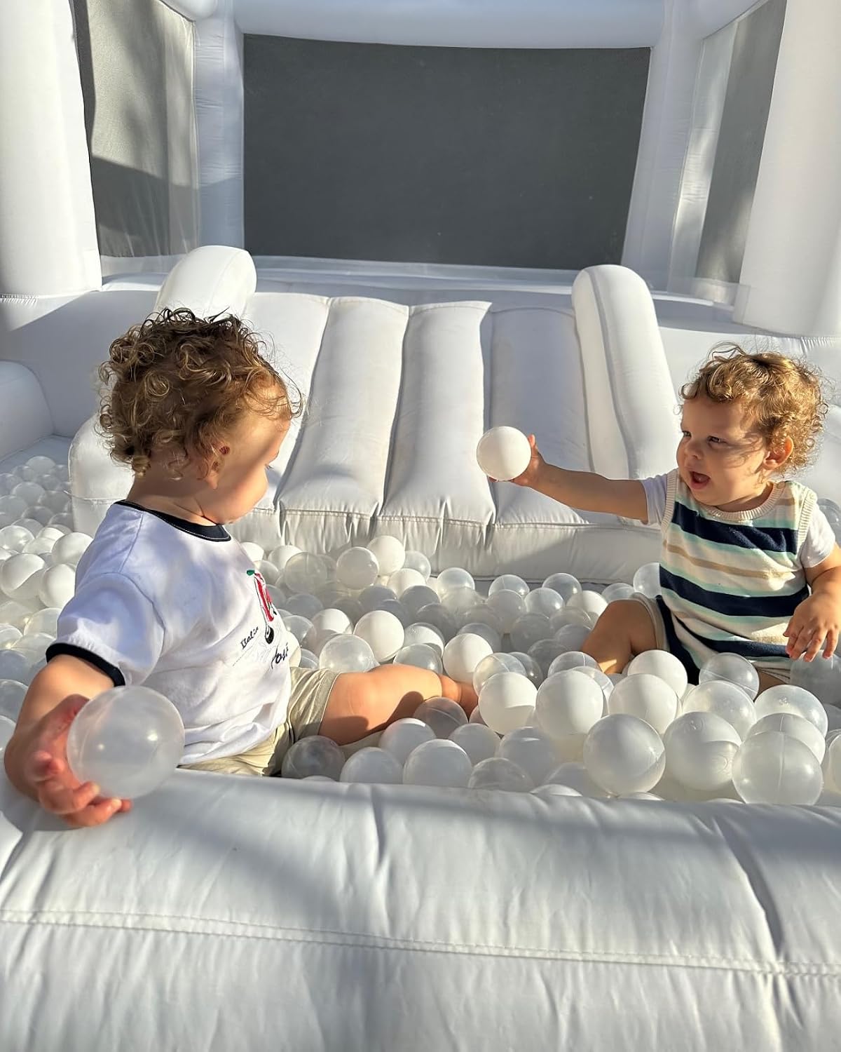 Cessbong white inflatable bounce house for kids with ball pool and UL blower - view 4