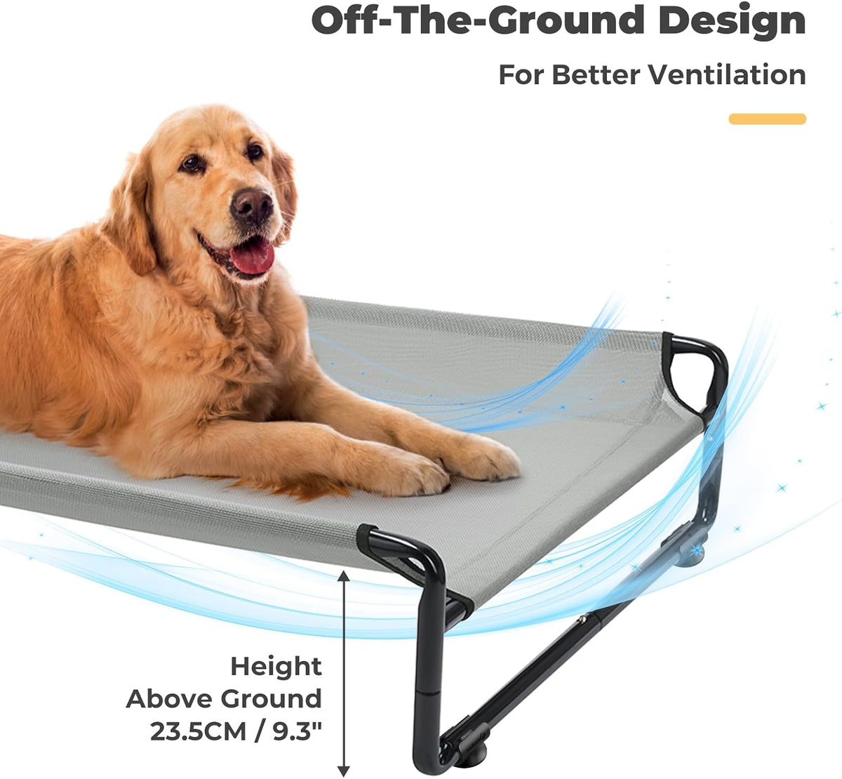 Veehoo Outdoor Elevated Dog Bed - Grey / 43.7"L x 30.3"W x 9.4"Th - image 4