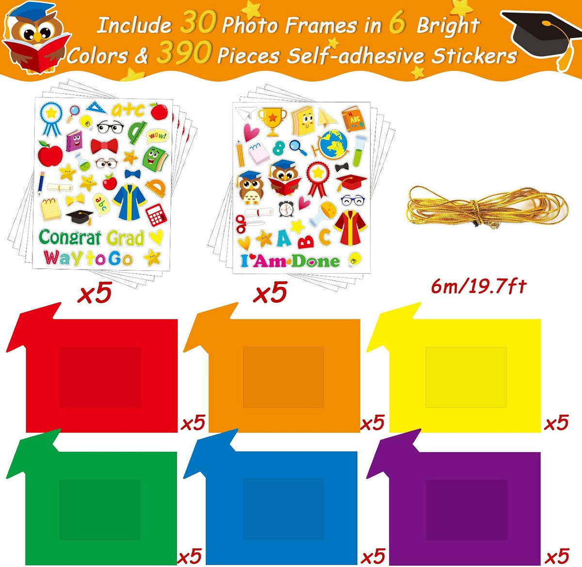 30 Packs Halloween Arts and Crafts for Kids Picture Frame Craft Kits - Congrats - image 2