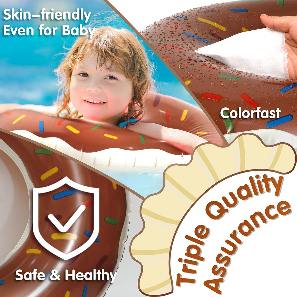 DMAR Donut Pool Float, Donut Tube & Ring for Beach & Pool - 41in Chocolate Brown - image 4