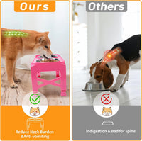 Hubulk Elevated Dog Bowls with 2 Stainless Steel Dog Food & Water - M (8" for M/L Dogs) / Pink - image 3