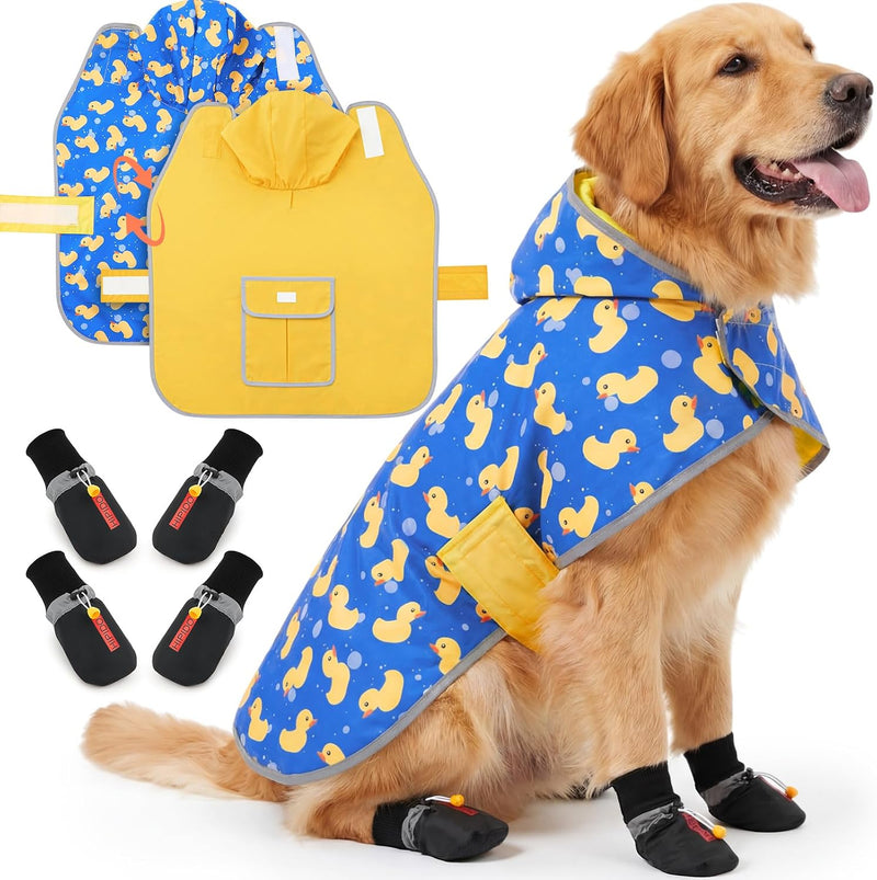 Waterproof Dog Raincoat Shoes 50-70lbs, Poncho Single Side – Essentials for Dogs - Double Side / 50-70lbs