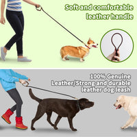 LWBMG Multi Function Leather Dog Leash 8ft Genuine Leather Leash - 8ft x 1/2inch / Black - image 3