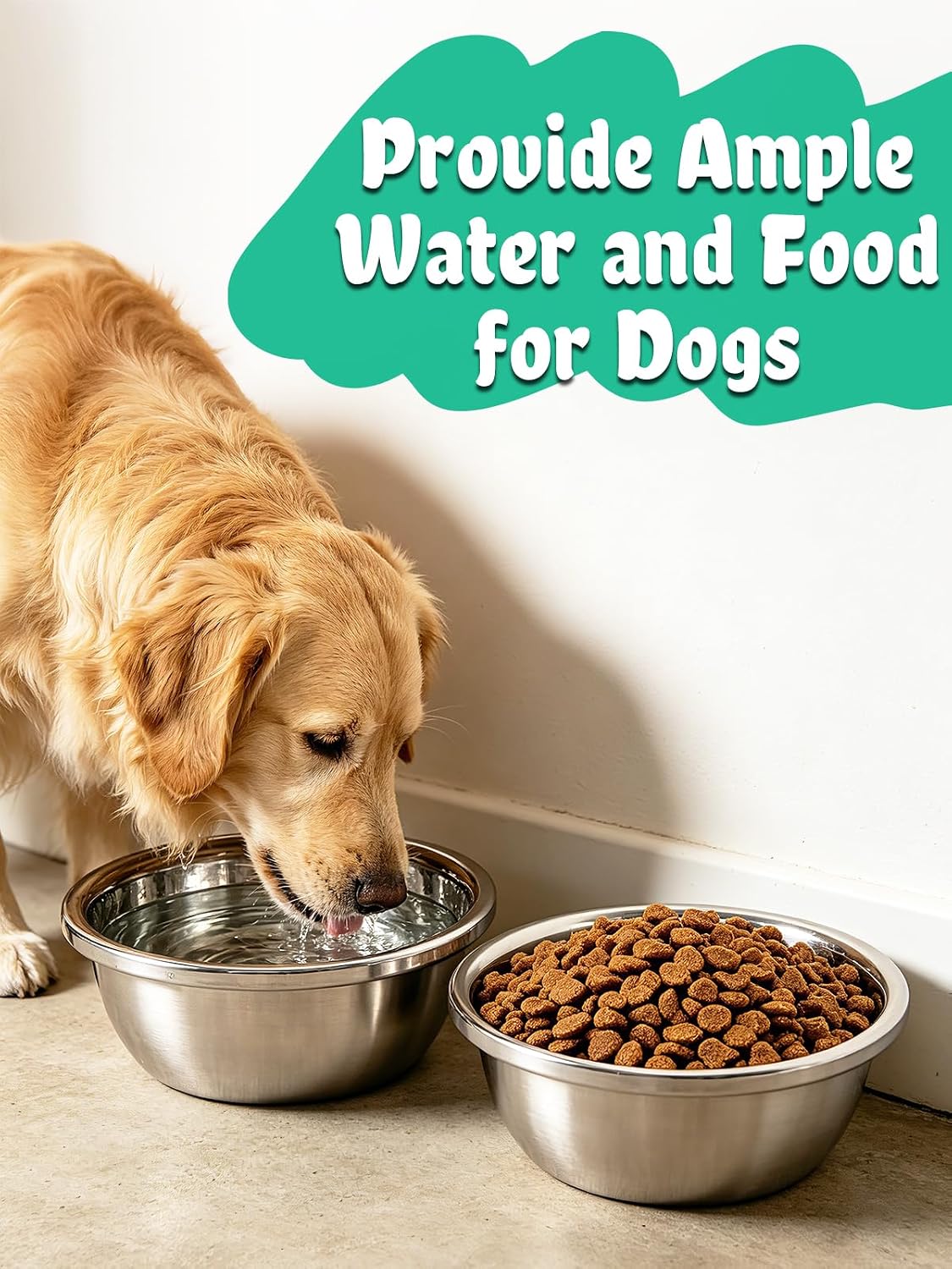 2Pcs 1.3 Gallons Food Grade Stainless Steel Large Dog Bowls – Essentials for Dogs - 1 Gallons - image 4