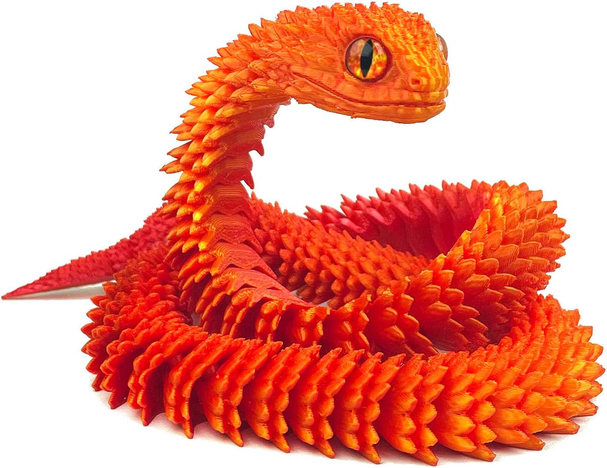 24in 3D Printed Snake Toys, Flexible 3D Printed Animal - Red Gold / 24in