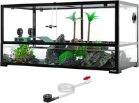 REPTIZOO 50 Gallon Large Turtle Tank Aquarium, 36"×18"×18" Tortoise Habitat Water-Land Ecological Turtle Tank with Drainage System Aquatic Aquarium, Terrarium for Tree Frogs, Salamanders