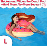 DMAR Donut Pool Float, Donut Tube & Ring for Beach & Pool - Set of 2 (Pink & Brown 41in) - image 3