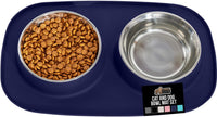 GORILLA GRIP Dog Bowl Set with Feeding Mat - Navy / 1 Cup Bowls