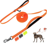 Fida Obedience Recall Training Agility Lead, Orange - 33FT / Neon Orange