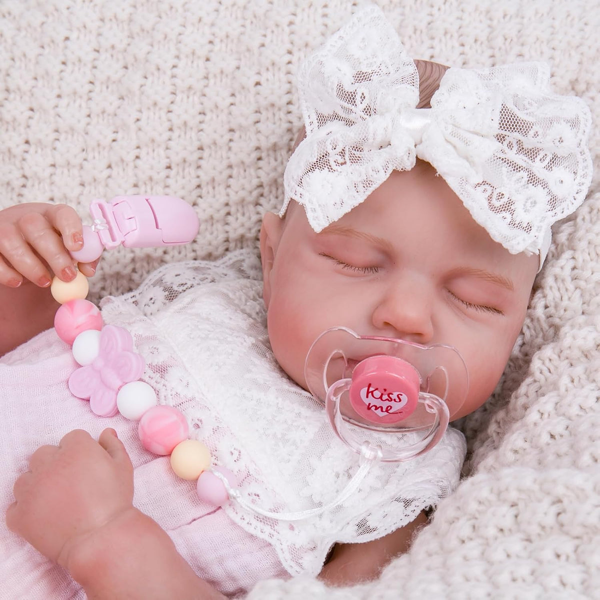 Aori Pacifier Clips for Rebron Baby Dolls Pacifier Holders Silicone - Pink Butterfly - image 2