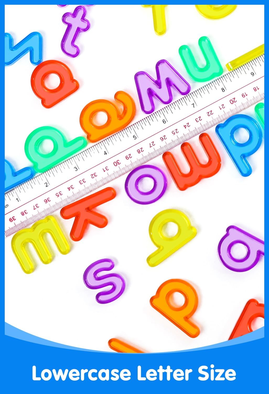 Odoorgames 78 translucent lowercase letters in 6 colors glowing on a light table - view 12