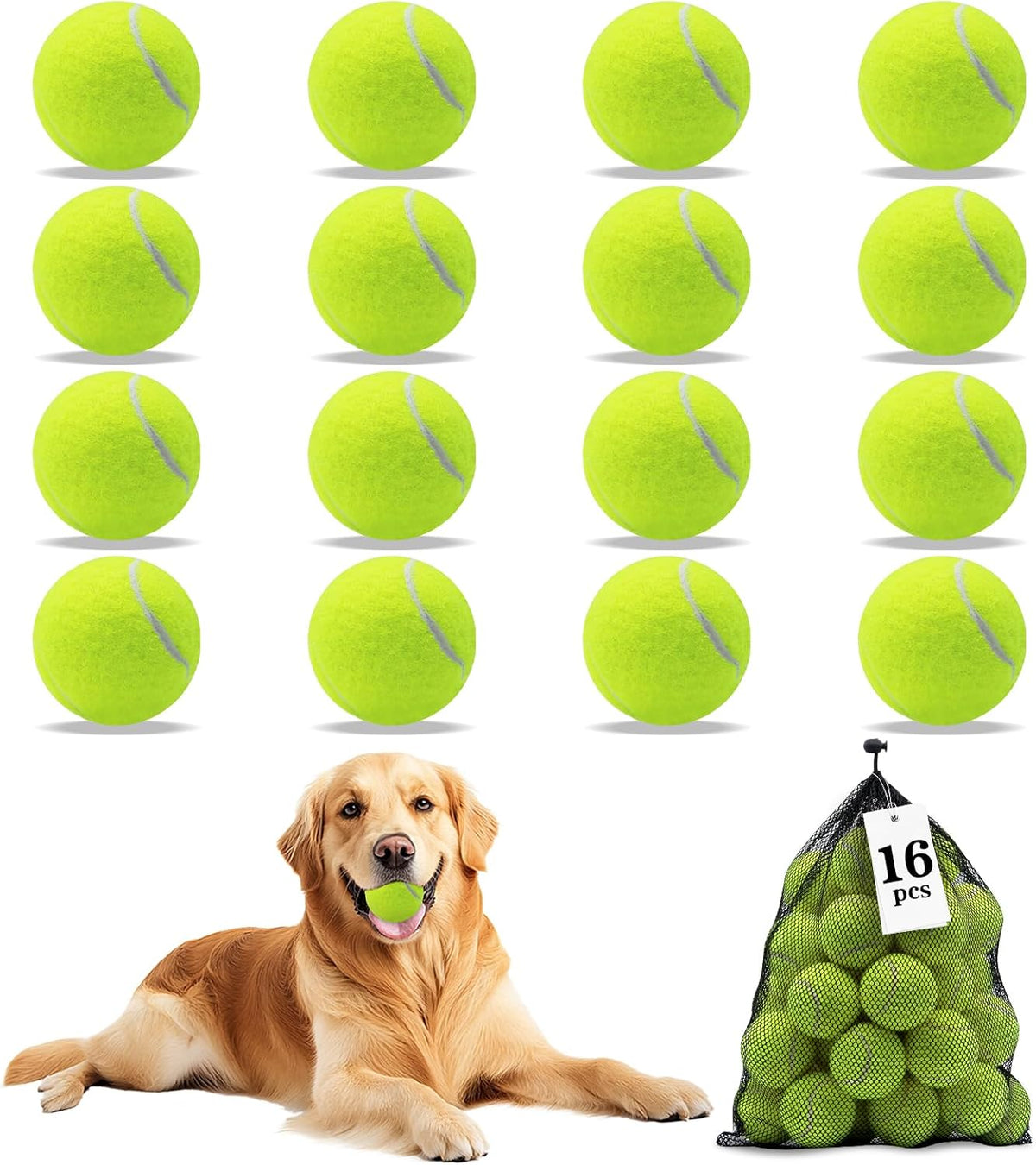 Magicorange Tennis Balls for Dogs - Yellow / 16 Pack