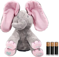 Dimple Kaia Peek-A-Boo Elephant, Interactive Singing Plush Toy - Pink Elephant With Batteries