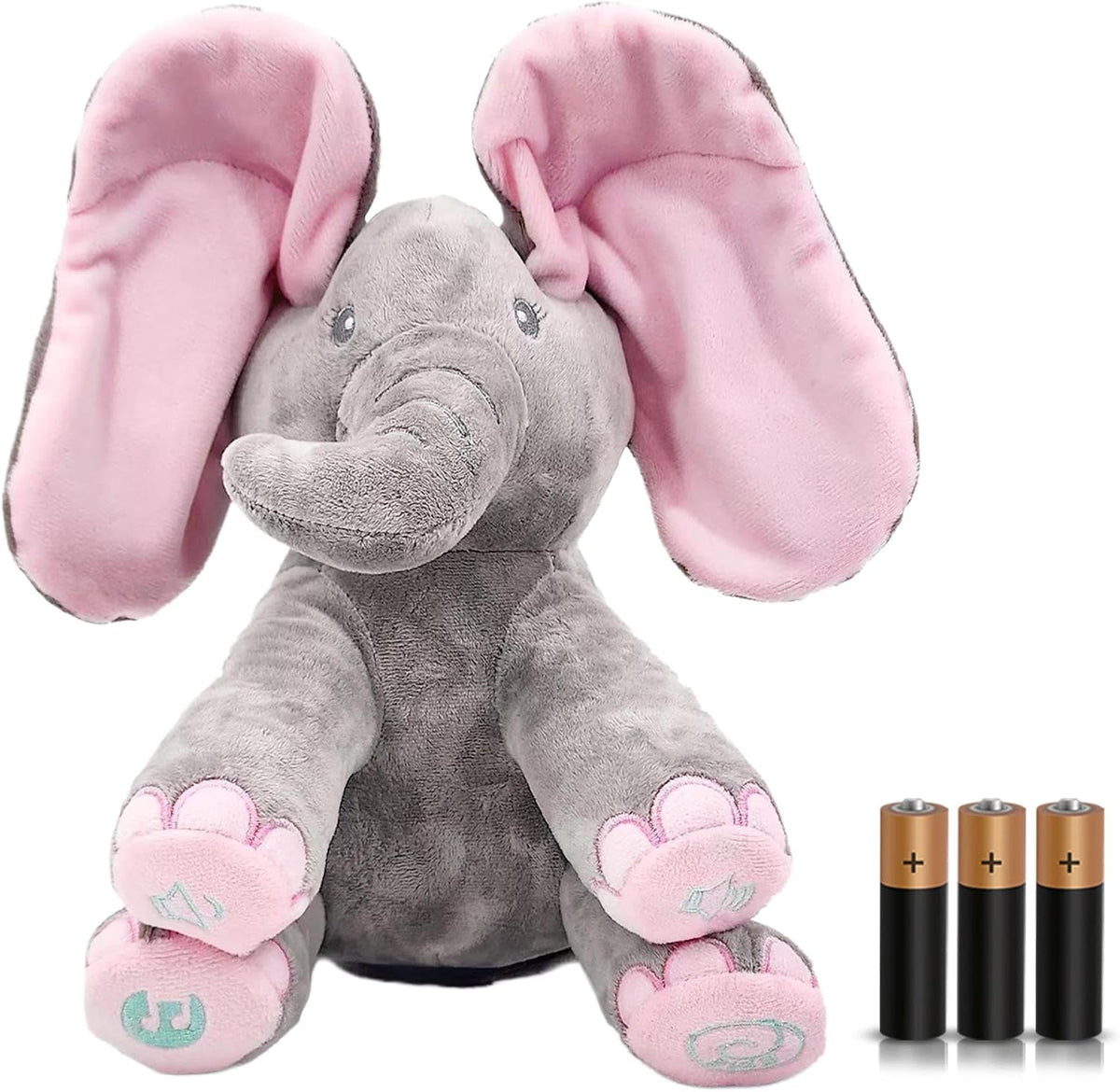 Dimple Kaia Peek-A-Boo Elephant, Interactive Singing Plush Toy - Pink Elephant With Batteries