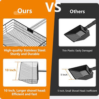 10inch Large Chicken Poop Scooper,36 to 67" Adjustable Long Chicken Coop Litter Metal Scoop with Stainless Steel Handle,5-in-1 Detachable Poop Shovel for Sand,Pet,Chicken,Cat Cleaning Tools.
