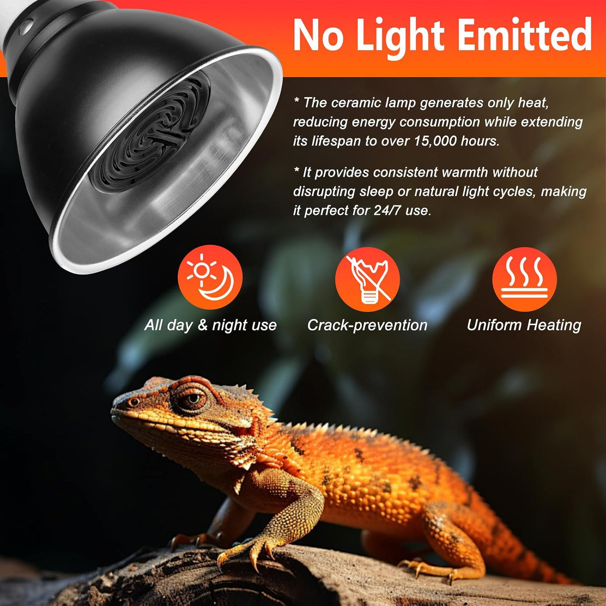150W Reptile Heat Lamp, Pack of 2 Ceramic Heat Emitters for Reptile Geckos, Lizard, Iguana, Bearded - 150 Watts / 3pcs/Black - image 2