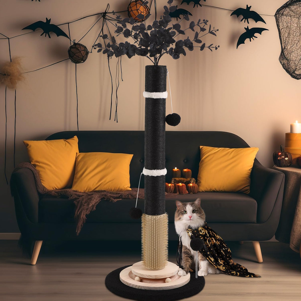 40'' Tall Sisal Cat Scratching Post - black-45inch - image 3